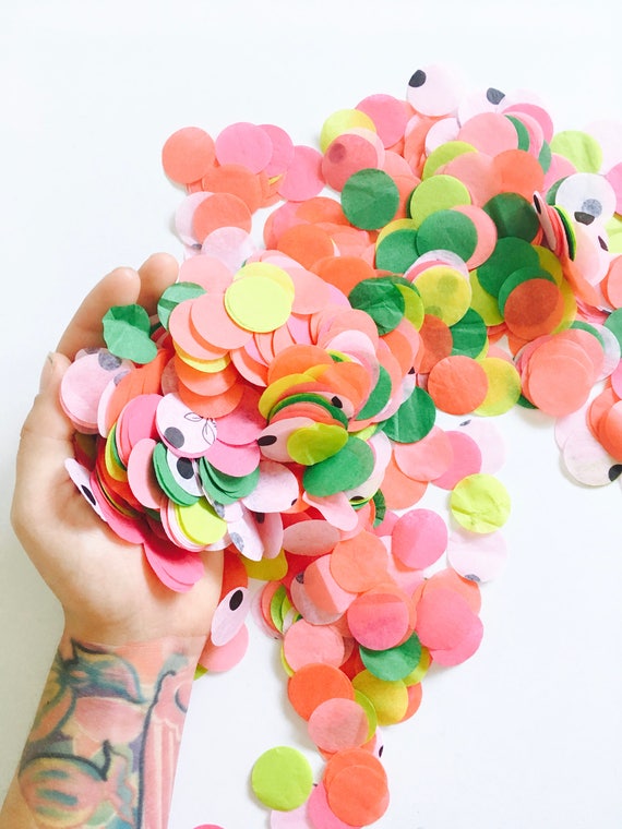 Watermelon Confetti - Watermelon Birthday Party Decor, Tropical Fruit Bachelorette, Baby Shower Confetti, Confetti Balloon, Pink and Green Il_570xn