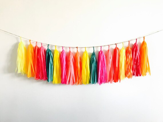 Fiesta Tassel Garland - Baby Shower Decorations, Teal and Pink Mexican Southwest Wedding Decor, Taco Bachelorette Party, High Chair Banner Il_570xn