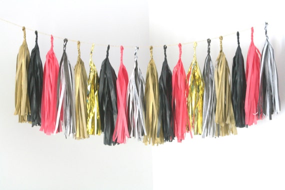 Stripes Black Pink And Gold Tassel Garland Valentines Day