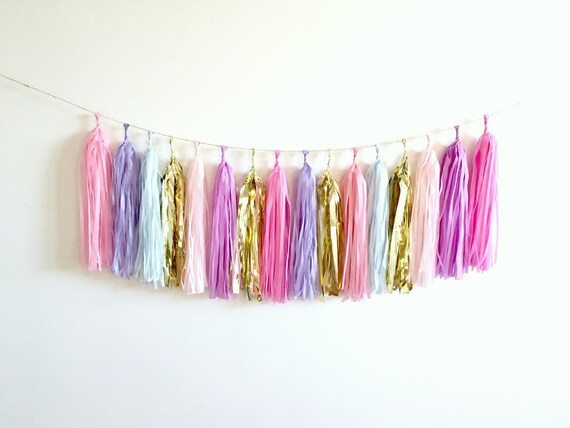 Unicorn Tassel Garland Pastel Pink Purple Blue And Gold 1st