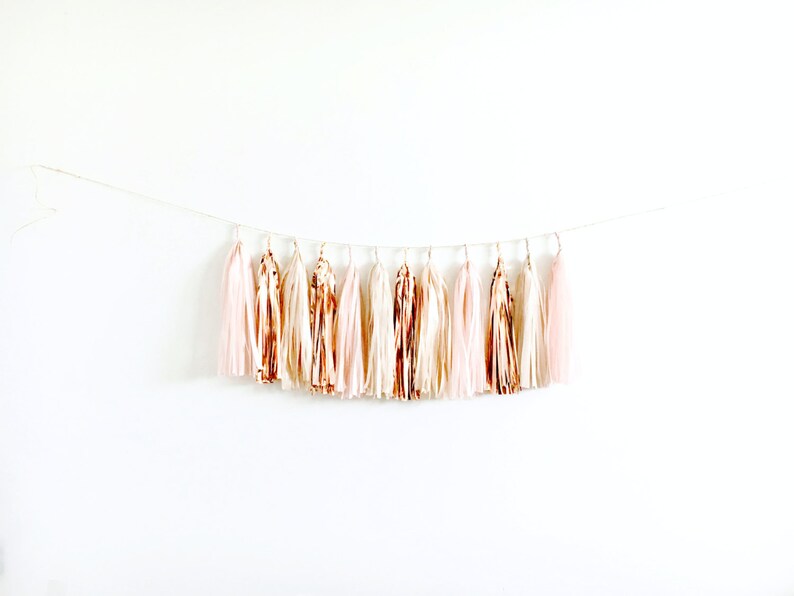 Blush Rose Gold and Champagne Shimmer Tassel Garland Baby Etsy