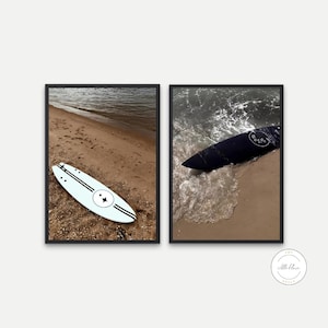Set Of 2 Designer Surfboard Poster Set PRINTABLE WALL ART, Fashion Posters, Surfboard Wall Art, High Fashion Wall Art, Beige Aesthetics