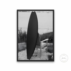 Black And White Luxury Surfboard Print PRINTABLE ART, Surfboard Wall Art, Fashion Poster, High Fashion Wall Art, Black White Designer Print