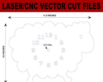Laser Cut Engraving Files | Sheep Lamb Clock Face | CNC Router Files | DIY Home Decor | Svg Eps Ai Dxf Pdf Lbrn Afdesign File Formats