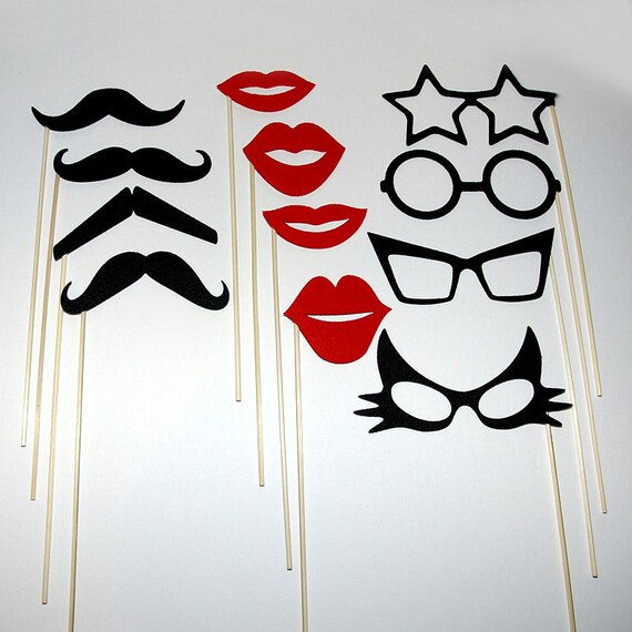 Items similar to Mustache Lips And Eye Glasses on a stick Photo Booth