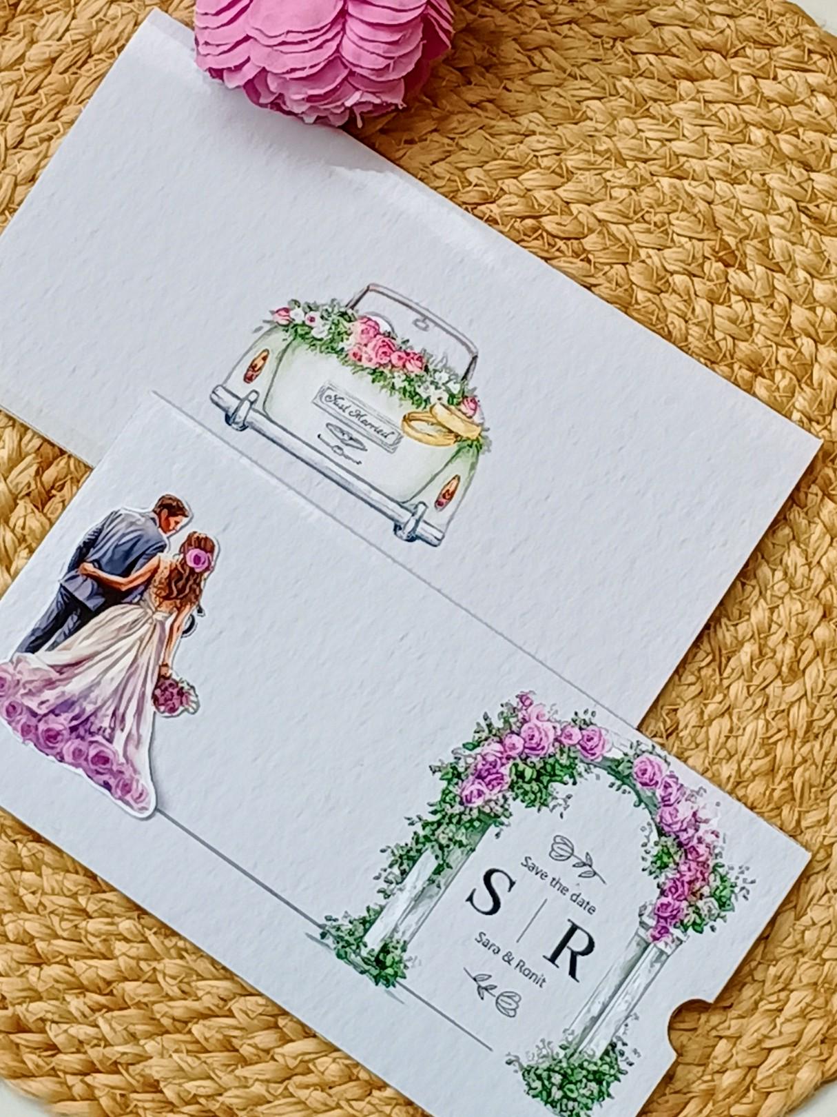 Watercolor Floral Arch Sliding Wedding Invitation - Elegant Ceremony ...