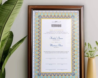 Personalized Nikkah Certificate, Islamic Wedding Contract (Digital Print)