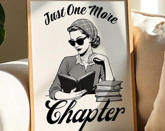 Just One More Chapter Print | Retro Book Lover Wall Art