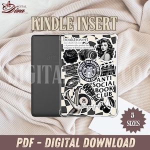 Black & White Checkered Kindle Insert | Bookish Aesthetic Retro Monochrome Digital Download for Clear Kindle Case  | Kindle Paperwhite Basic