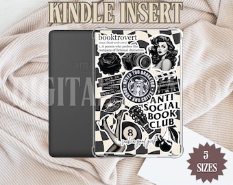 Black & White Checkered Kindle Insert | Bookish Aesthetic Retro Monochrome Digital Download for Clear Kindle Case  | Kindle Paperwhite Basic