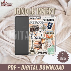 Travel Wanderlust Trendy Bookish Inspired Kindle Insert | Digital Download for Clear Kindle Case | Printable for Kindle Paperwhite Basic