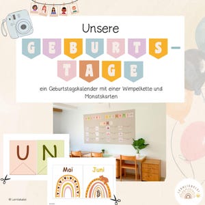 Birthday wall classroom – Perpetual calendar – Monthly cards January-December – DIY birthday calendar – digital print