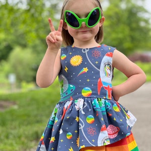 Space dinosaur and unicorn rainbow Costume dress, dinosaur birthday ,party dress, Halloween dinosaur costume image 2