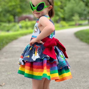 Space dinosaur and unicorn rainbow Costume dress, dinosaur birthday ,party dress, Halloween dinosaur costume image 5