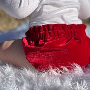Red velvet bloomers, bummies, diaper cover, high waisted ruffle bummies image 2