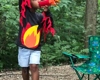 Fire shirt, fire costume, s’more costume, Halloween costume, flames costume