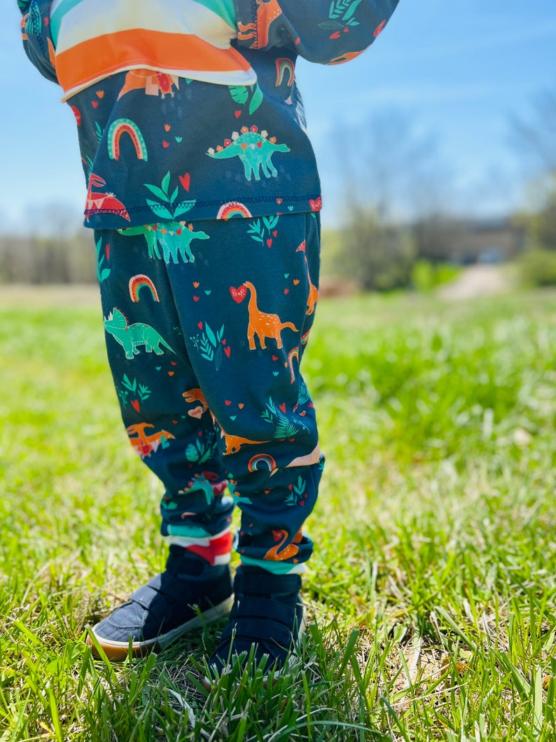 Dinosaur heart joggers , dinosaur joggers, kids dinosaur pants, dinosaur shirt , pocket shirt , jogger set image 2