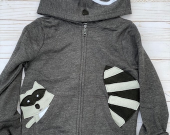 Raccoon  pocket Hoodie, raccoon costume, woodland animal hoodie