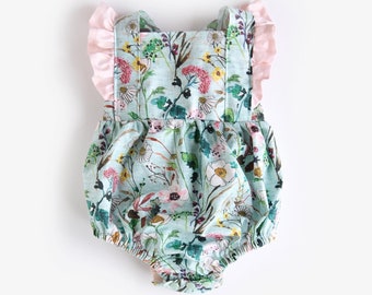 Floral Romper, wildflower  romper , ruffle romper, Easter romper , spring romper, summer rompers , floral birthday party