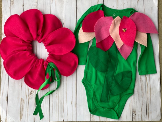 Disfraz de flor rosa con mono verde, camiseta verde de manga larga niños  grandes, diadema de flores, floral -  México