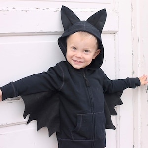 Kids Bat costume, bat hoodie , kids Halloween, black bat, bat gift