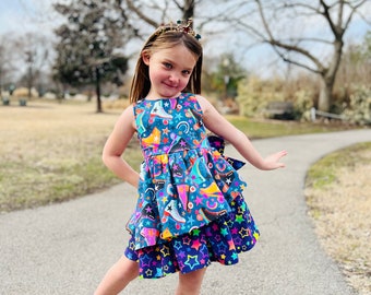 Roller skate dress, roller skate birthday ,star dress , vintage roller skates, roller skate gift, roller derby dress, roller skate birthday