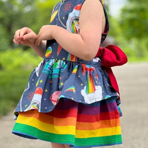 Space dinosaur and unicorn rainbow Costume dress, dinosaur birthday ,party dress, Halloween dinosaur costume image 4