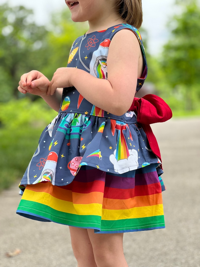 Space dinosaur and unicorn rainbow Costume dress, dinosaur birthday ,party dress, Halloween dinosaur costume image 4