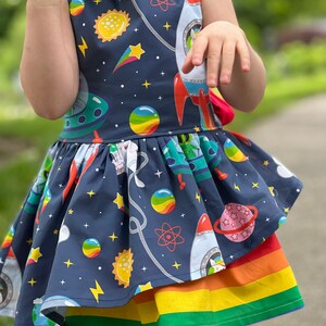 Space dinosaur and unicorn rainbow Costume dress, dinosaur birthday ,party dress, Halloween dinosaur costume image 3