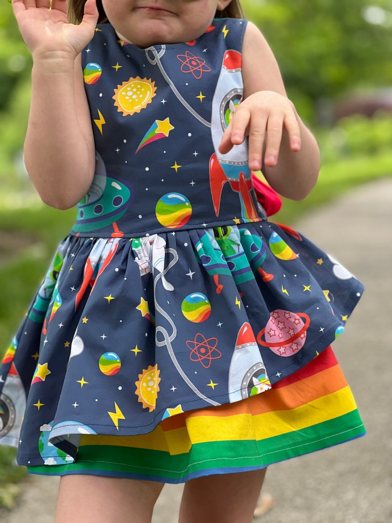 Space dinosaur and unicorn rainbow Costume dress, dinosaur birthday ,party dress, Halloween dinosaur costume image 3