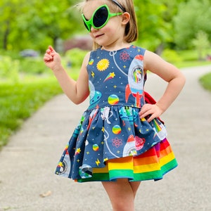 Space dinosaur and unicorn rainbow Costume dress, dinosaur birthday ,party dress, Halloween dinosaur costume image 1