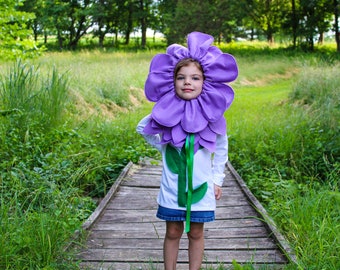 Purple flower Costume, flower headband, lavender flower headband, floral birthday , adult flower headband