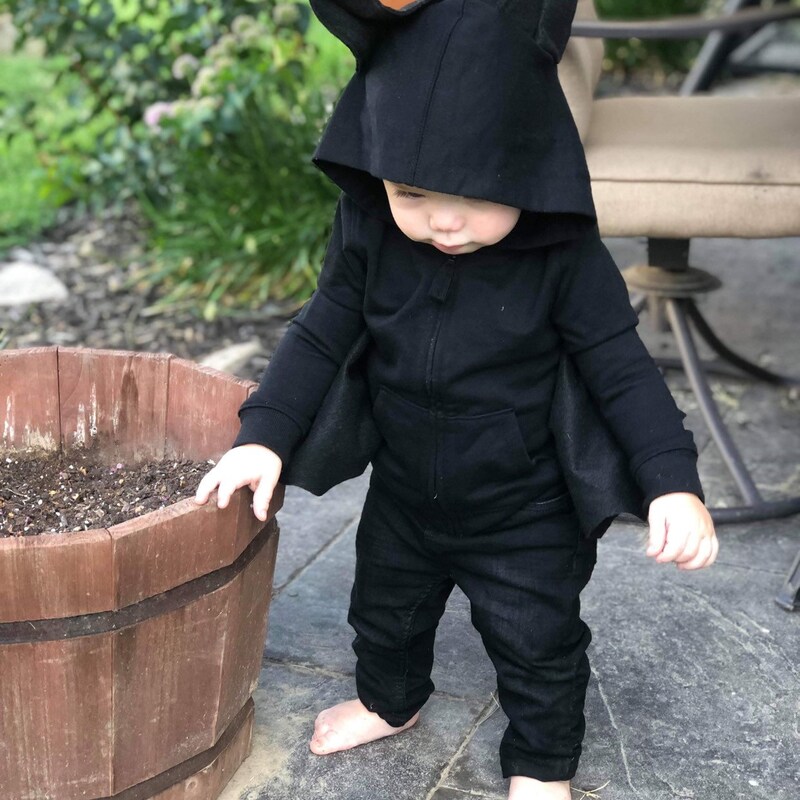 Generique Fledermaus-Kostüm Für Babys – Klassisches Set Mit Overall, Kapuze, Flügeln & Füßlingen