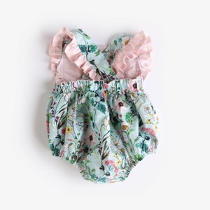 Floral Romper, wildflower romper , ruffle romper, Easter romper , spring romper, summer rompers , floral birthday party image 2