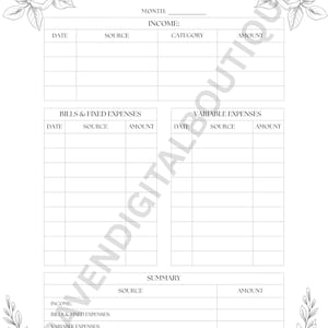 Minimalist Monthly Budget Sheet, Monthly Budget Printable, Money Tracker, Budget Planner, Monthly Budget Printout Template