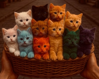 Whimsical Rainbow Cats Digital Print: Heartfelt Art for Joyful Spaces
