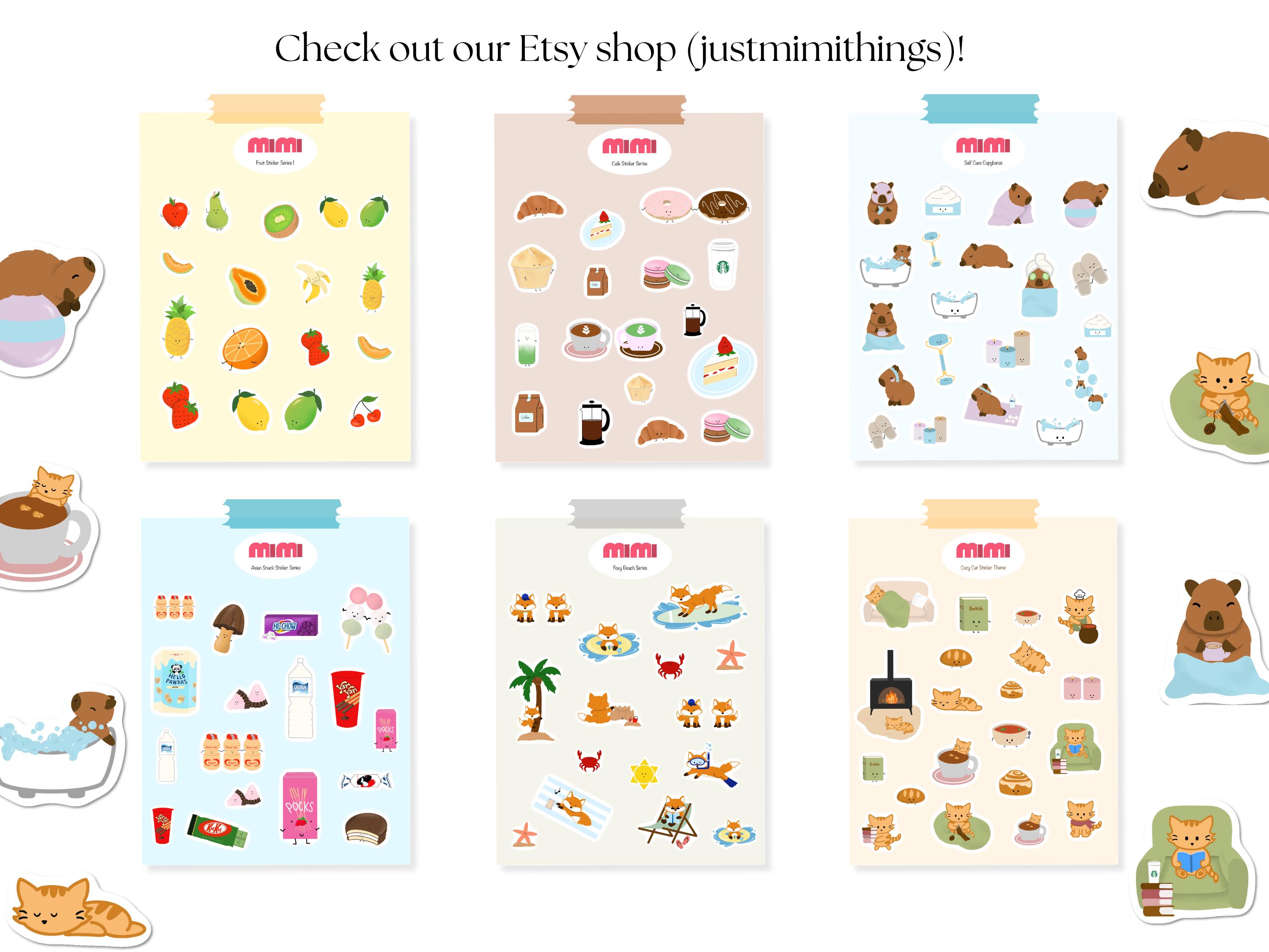 Fox Beach Summer Sticker Sheet & Cute Planner Sheets | Japanese Kawaii ...