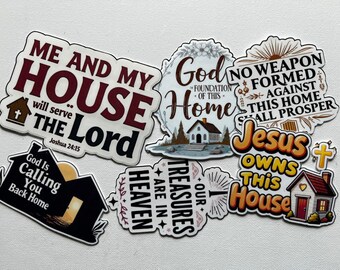 Ensemble d'autocollants en vinyle pour la maison bénie et protégée | Josué 24:15 Stickers ménagers | Cadeau chrétien de pendaison de crémaillère | Protection spirituelle Décoration d'intérieur