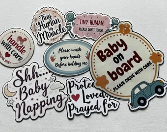 Sticker bébé chrétien Moment nouveau-né | Stickers muraux Faith imprimables | Panneaux de sécurité pour prématurés et bébés | Petit cadeau humain | Fête prénatale