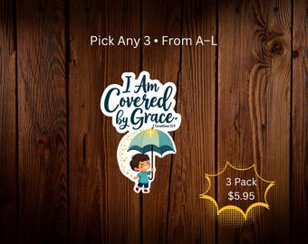 Autocollant en vinyle Ephésiens 2:8 – Autocollant pour parapluie Christian Grace, imperméable (3 autocollants)