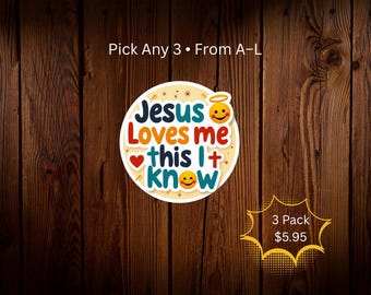 Pack d'autocollants en vinyle pour enfants chrétiens - Cadeau foi (3 autocollants)