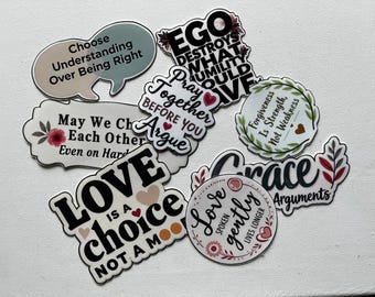 Pack d'autocollants physiques L'amour qui dure | Stickers mariage et relations chrétiennes | Stickers pour agenda Grace Over Arguments | Cadeau d'anniversaire