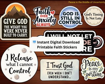 Lot d'autocollants imprimables chrétiens | Verset biblique, Foi sur la peur (téléchargement numérique) Cadeau d'encouragement pour les saisons difficiles | Abandonner