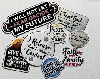 Pack d'autocollants chrétiens | Stickers bibliques La paix dans l'incertitude | Autocollants imperméables Foi sur l'anxiété | Ensemble de 8 journaux de versets bibliques