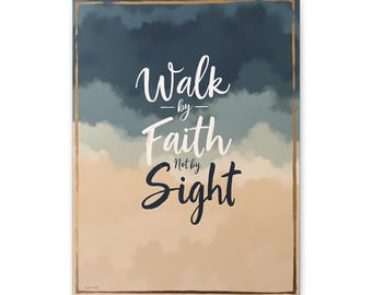 Toile d'art Walk By Faith, bordure dorée, impression typographique