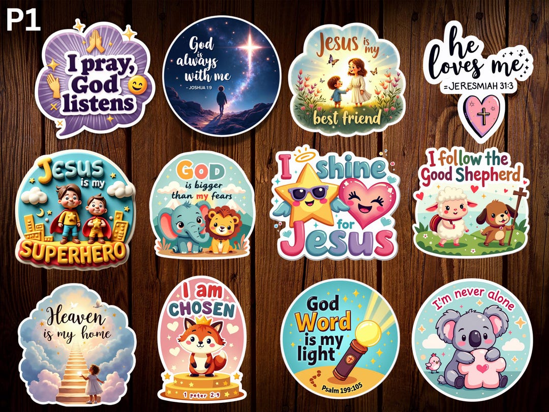 Christian Kids Stickers: Bible Verse, Waterproof, Faith-filled (12 Pack ...