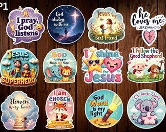 Stickers chrétiens pour enfants : versets de la Bible, imperméables, remplis de foi (paquet de 12)