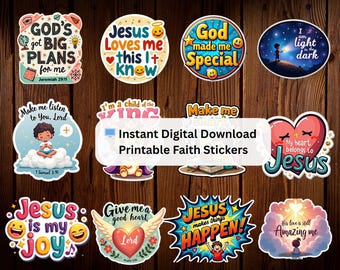 Autocollants imprimables pour enfants chrétiens | Versets de la Bible (téléchargement numérique)