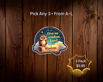 Sticker hibou Give Me Wisdom Lord - Proverbes 9:10 Sticker vinyle chrétien verset de la Bible