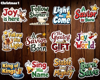 Stickers de Noël : verset de la Bible, imperméables, remplis de foi (paquet de 12)
